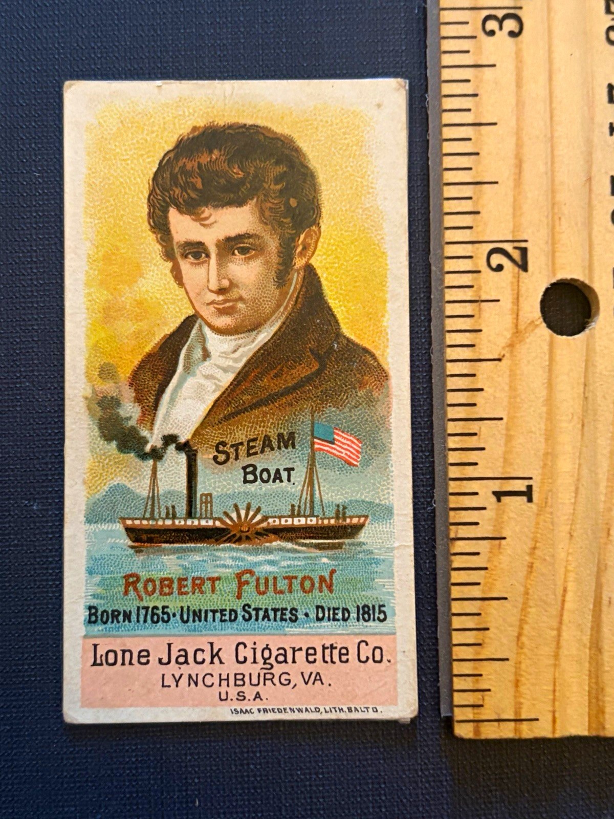 Lone Jack Cigarette Co Tobacco Card Robert Fulton "Steam Boat" Inventors