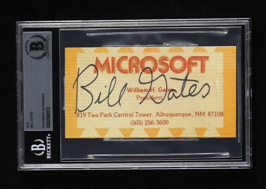Bill Gates SIGNED Microsoft Business Card Cut BAS COA Authentic AUTOGRAPH