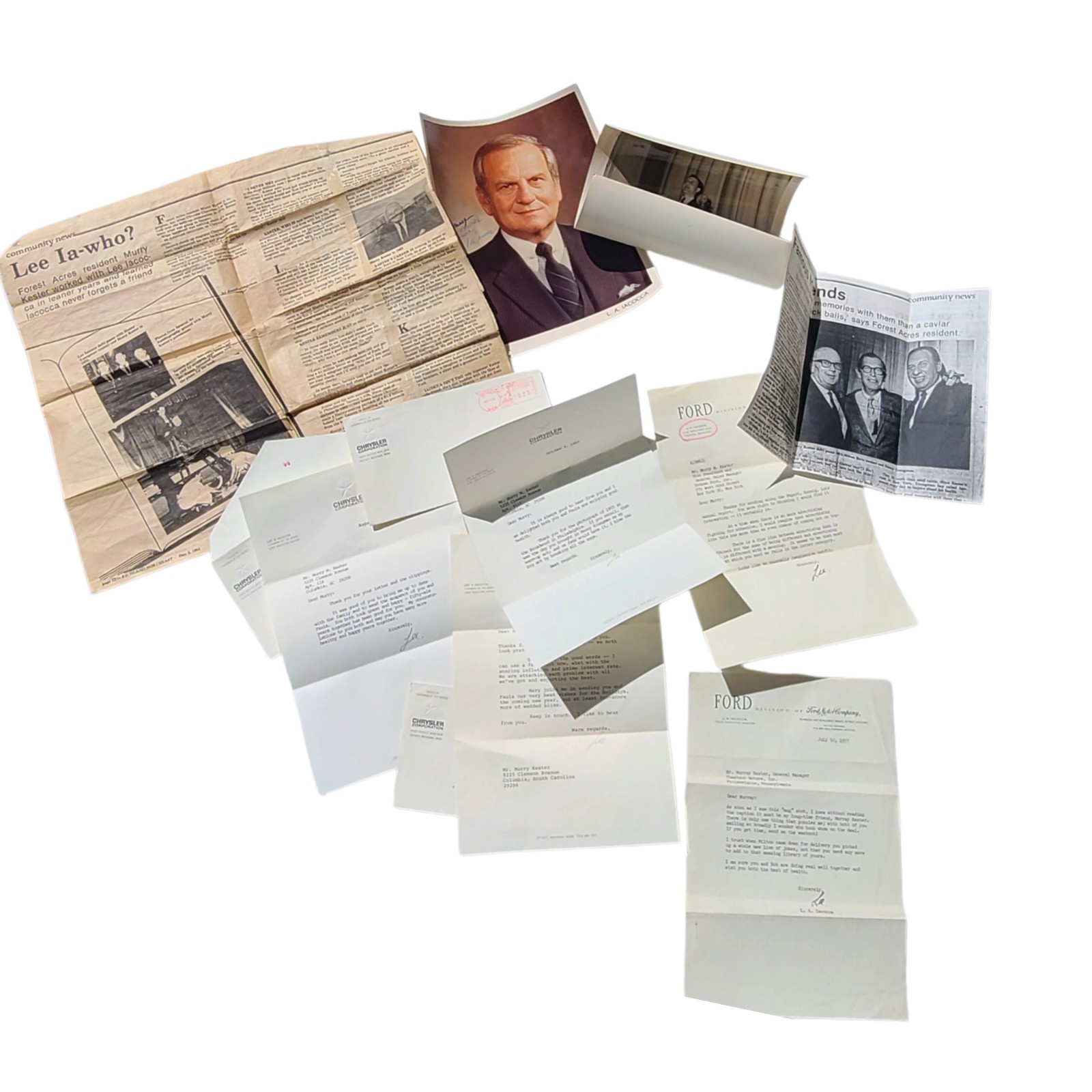 LOT Lee Iacocca Signed Letters Chrysler & Ford 1950s-1980s Autograph & Photos