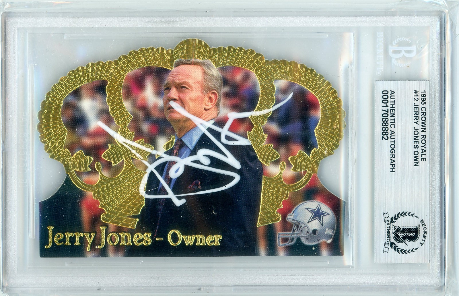 JERRY JONES Beckett AUTHENTIC 1995 PACIFIC CROWN ROYALE AUTO AUTOGRAPH Slabbed