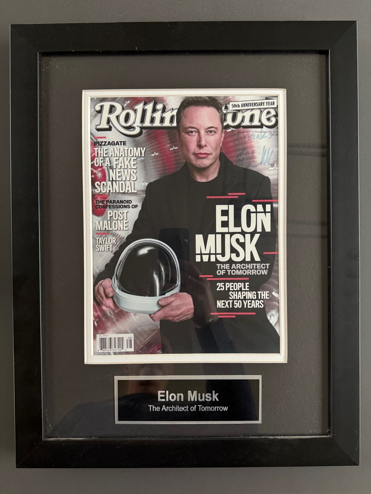 Elon Musk Signed Rolling Stone Cover- Framed