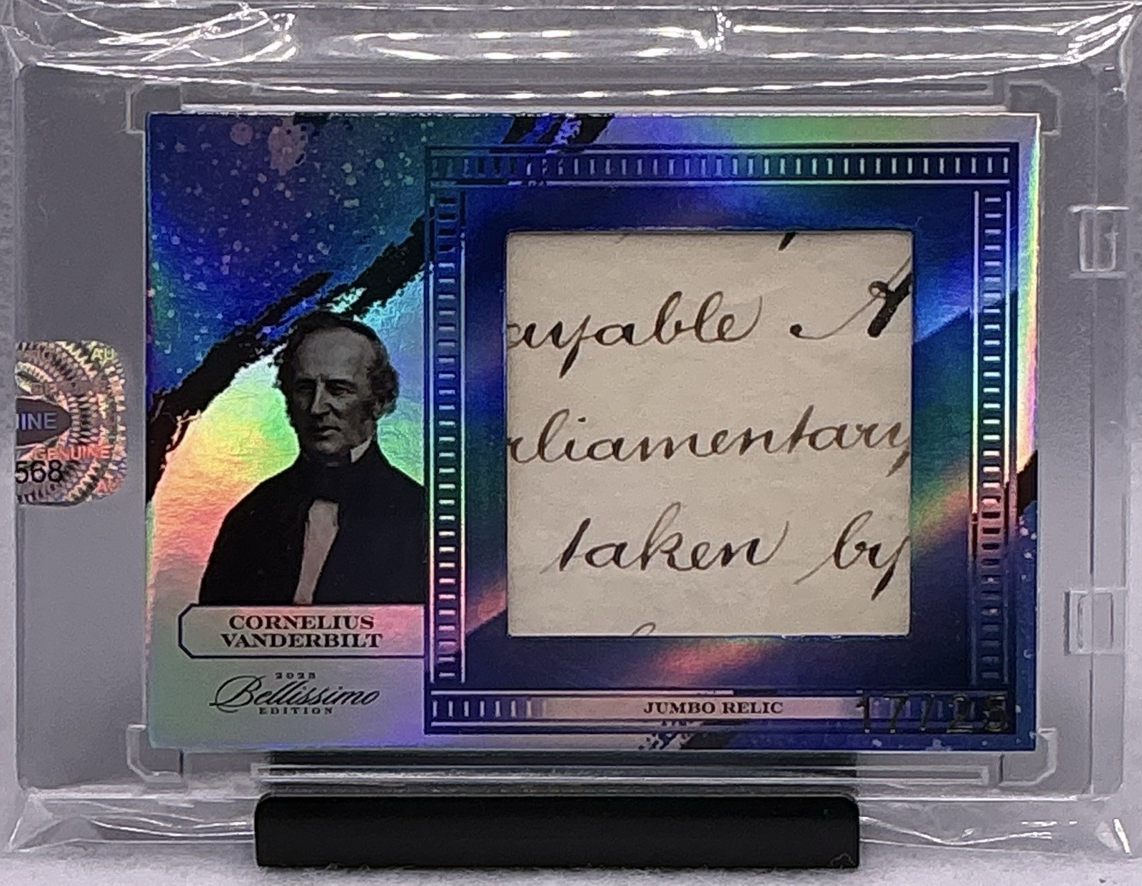 2023 Keepsake Bellissimo Edition Cornelius Vanderbilt Handwritten Document Relic