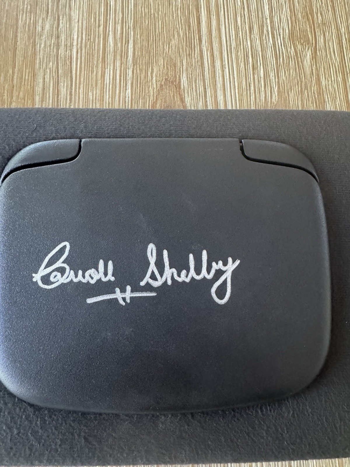 Carroll Shelby autographed visor For 2008 +?Fastback Mustang (NOT Convertible).
