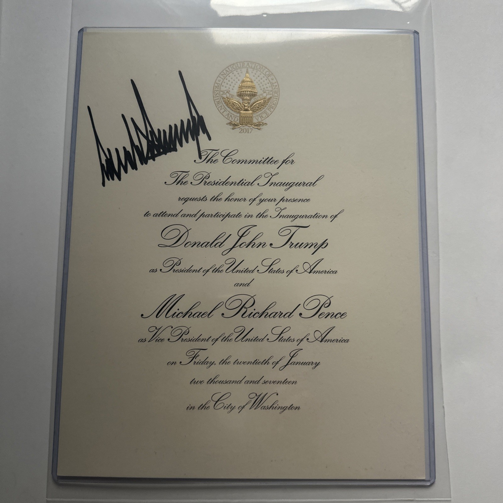 Donald Trump Signed 2017 Invitation.