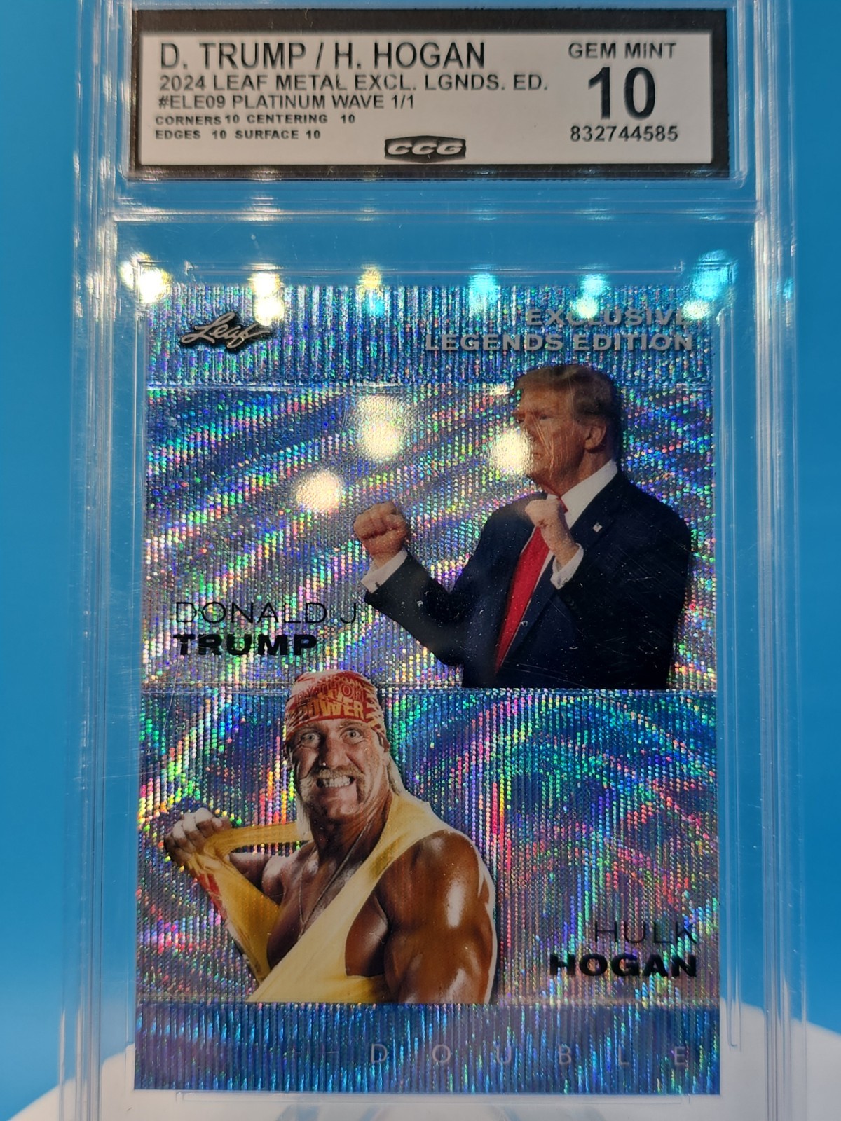 2024 Leaf Metal ExclusiveLegendsEdition Double Trump/Hogan Platinum Wave Gem 10
