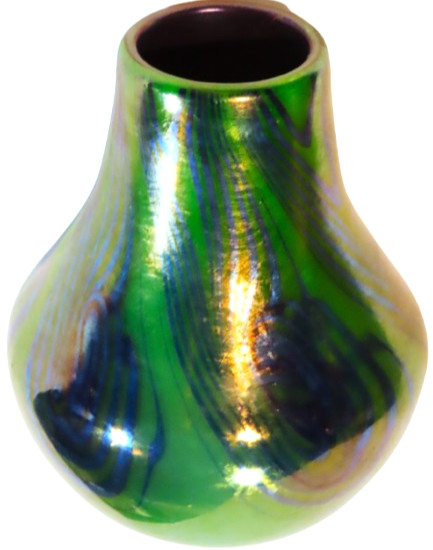 Iridescent Art Nouveau Decorated Vase Signed Authentic Mini L.C. Tiffany Favrile