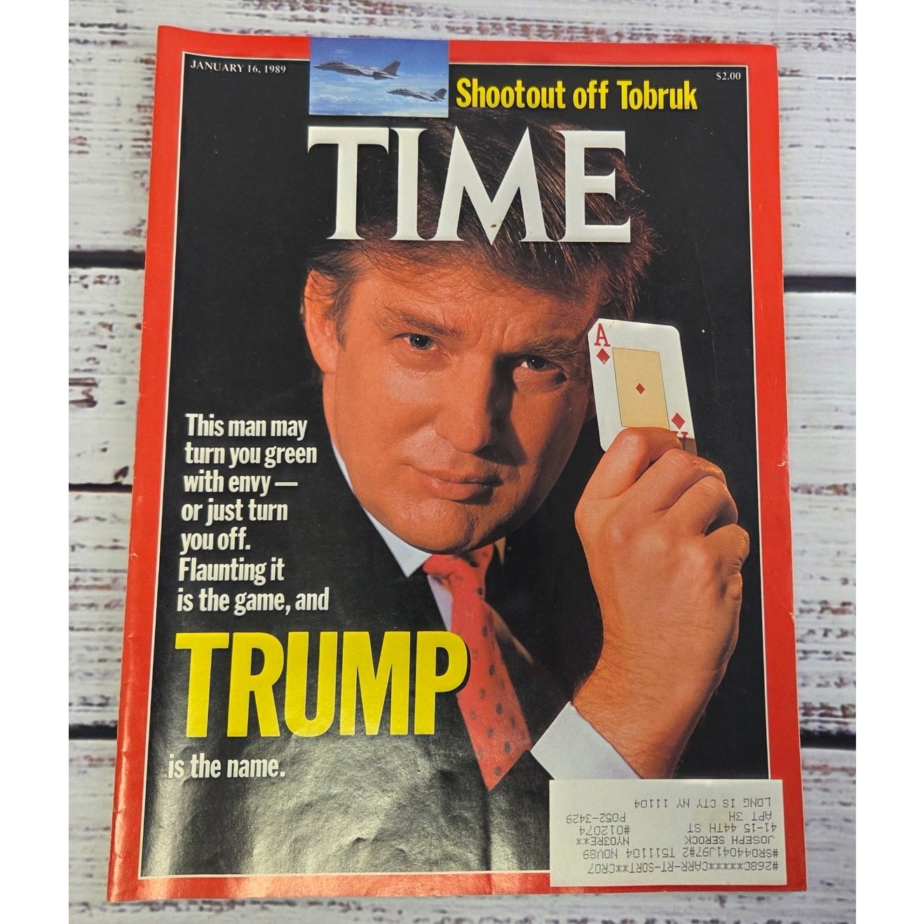 Time Magazine Jan 16 1989 Donald Trump Cover Address Label News Politics