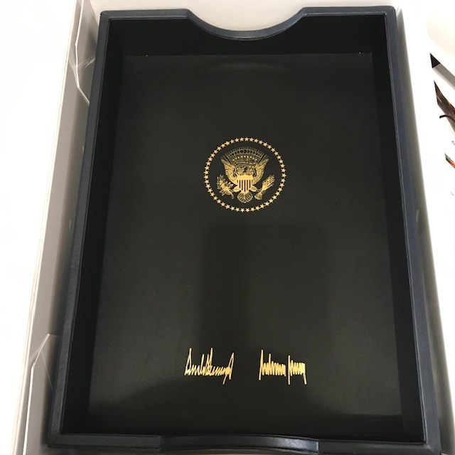 Donald Trump Signed Alligator Leather Letter Box in Black with Presidential Seal