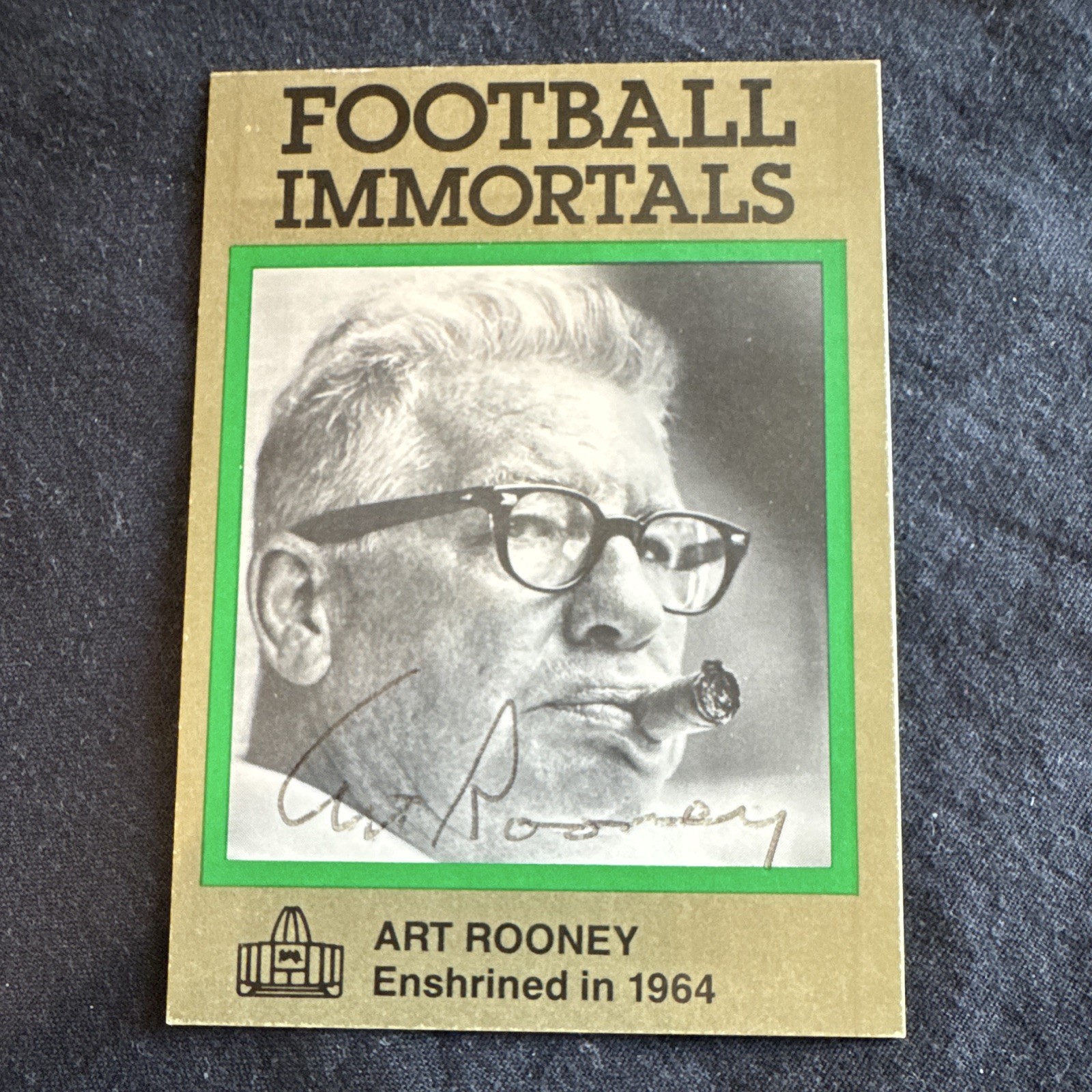 Art Rooney Signed Football Immortals Card Pittsburg Steelers