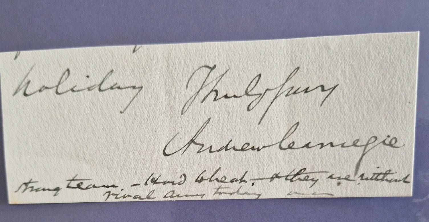 ANDREW CARNEGIE ORIGINAL AUTOGRAPH.  SCARCE
