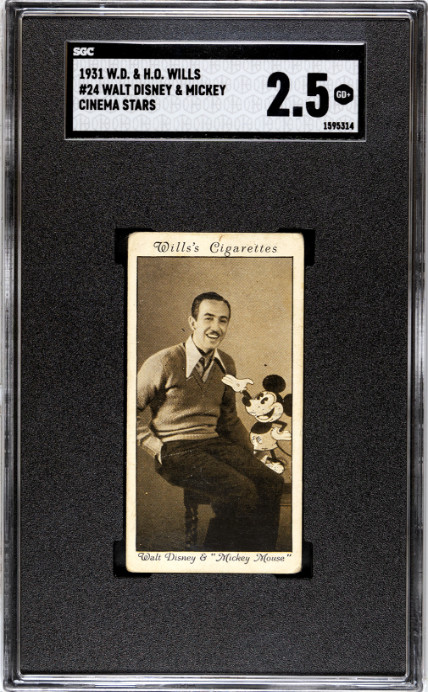1931 W.D. & H.O. Wills Cinema Stars #24 Walt Disney Mickey Mouse Rookie SGC  2.5