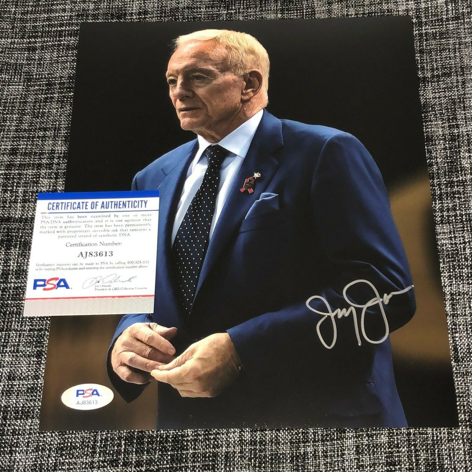 JERRY JONES SIGNED AUTOGRAPH 8X10 PHOTO DALLAS COWBOYS OWNER NFL PSA/DNA COA
