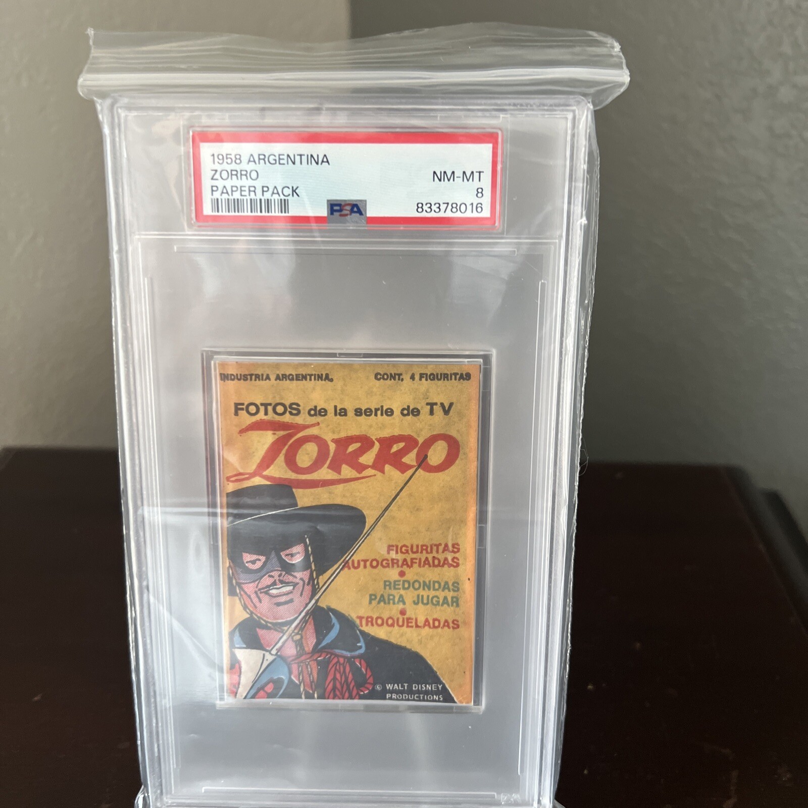 1958 Zorro Argentina Sealed Wax Unopened Trading Card Pack Walt Disney PSA 8