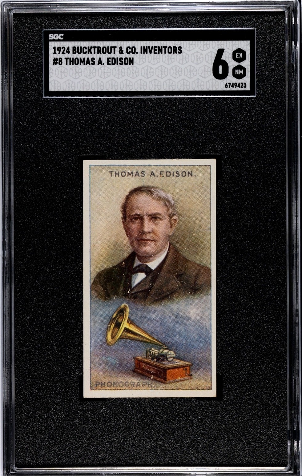 1924 Bucktrout & Co. Inventors #8 Thomas Alva Edison Phonograph SGC 6 Centered