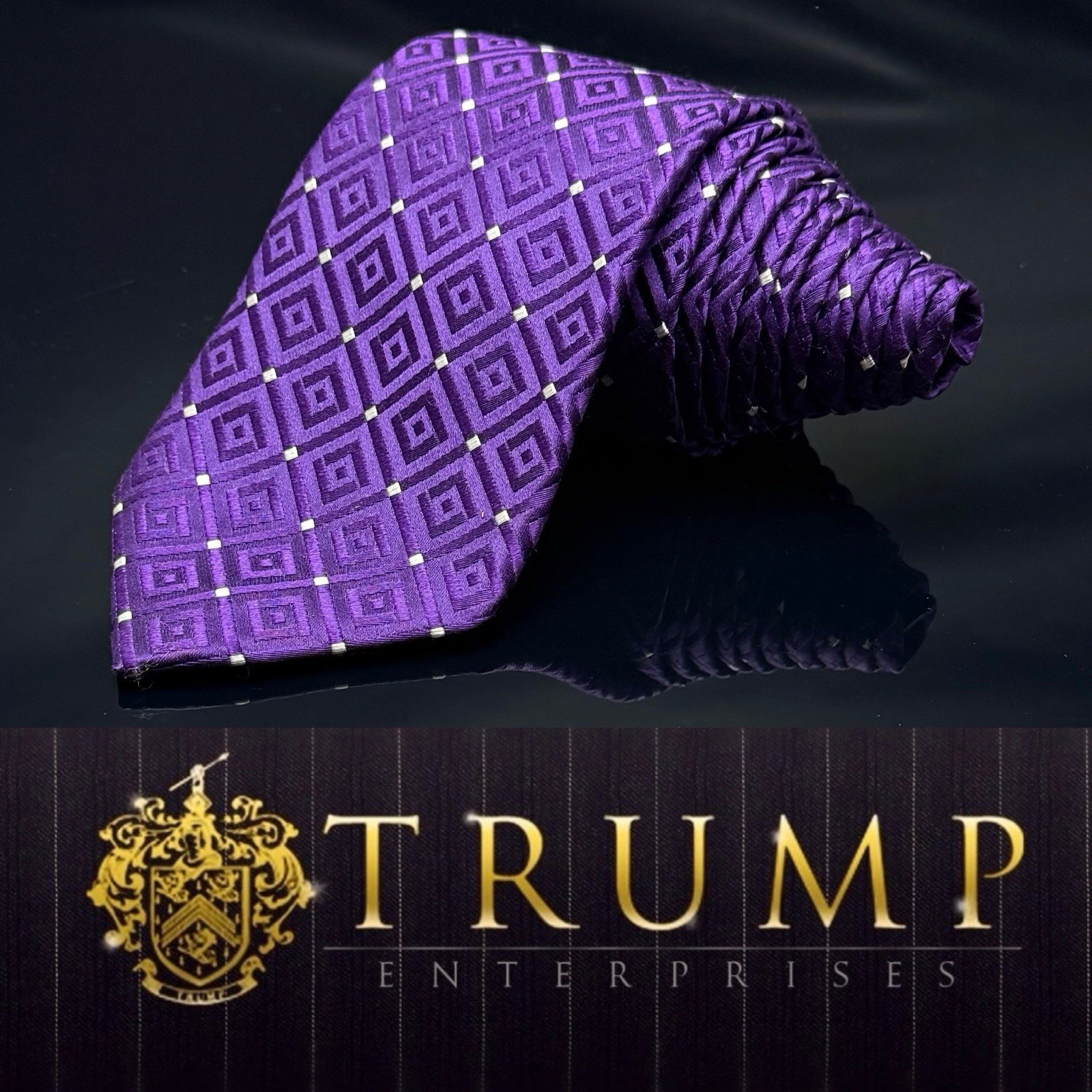 Donald  J Trump Signature Collection Purple White Geometric  60.5"