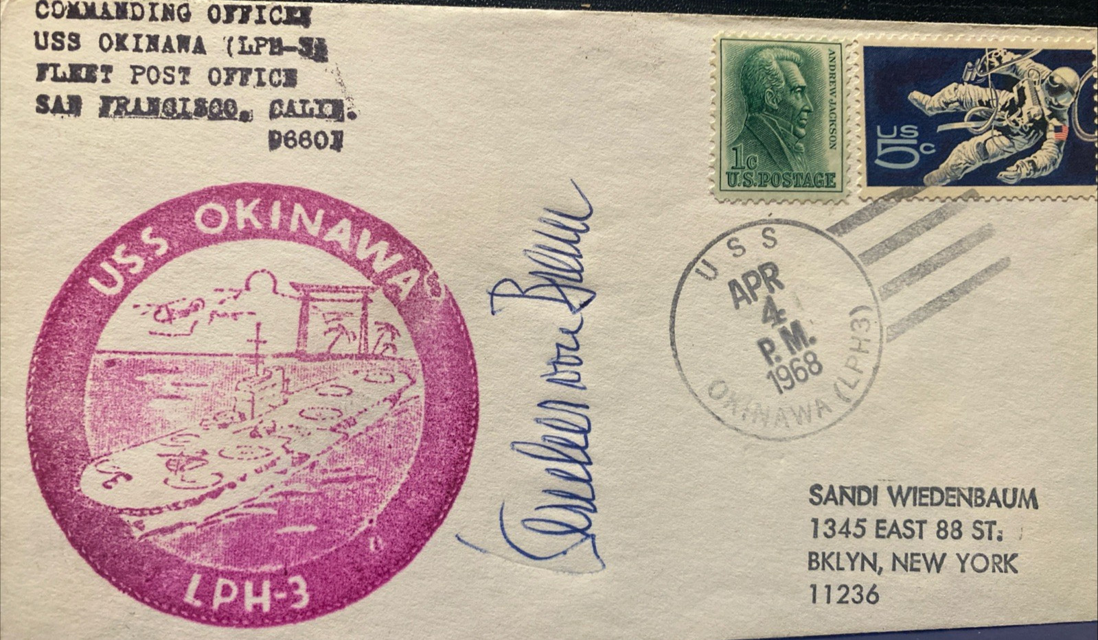 WERNHER VON BRAUN AUTHENTIC AUTOGRAPH (NOT AUTOPEN) APOLLO 6 -PRS OKINAWA 1968