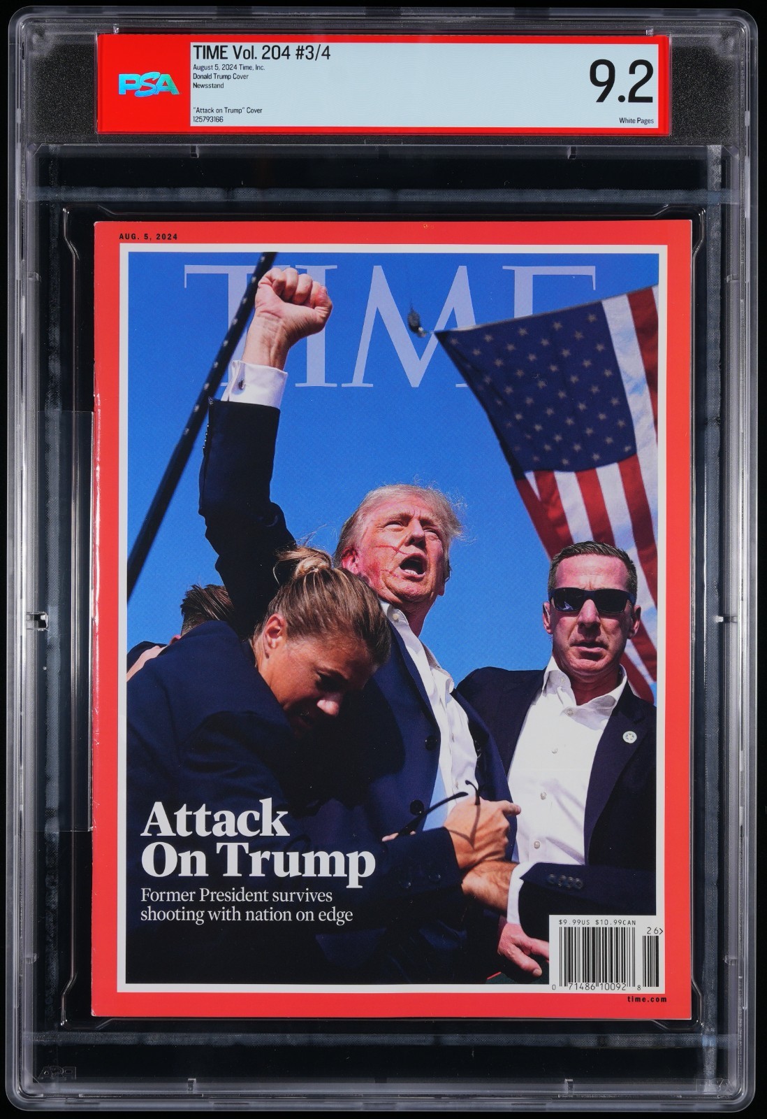 2024 TIME Magazine  “Attack On Trump”  PSA 9.2  Newsstand Edition  Historic