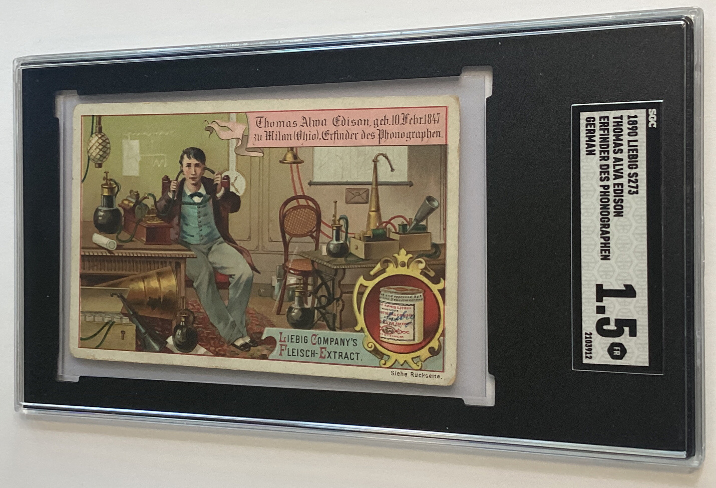 Thomas Edison 1890 Liebig S273 Erfinder Des Phonographen German Graded SGC 1.5