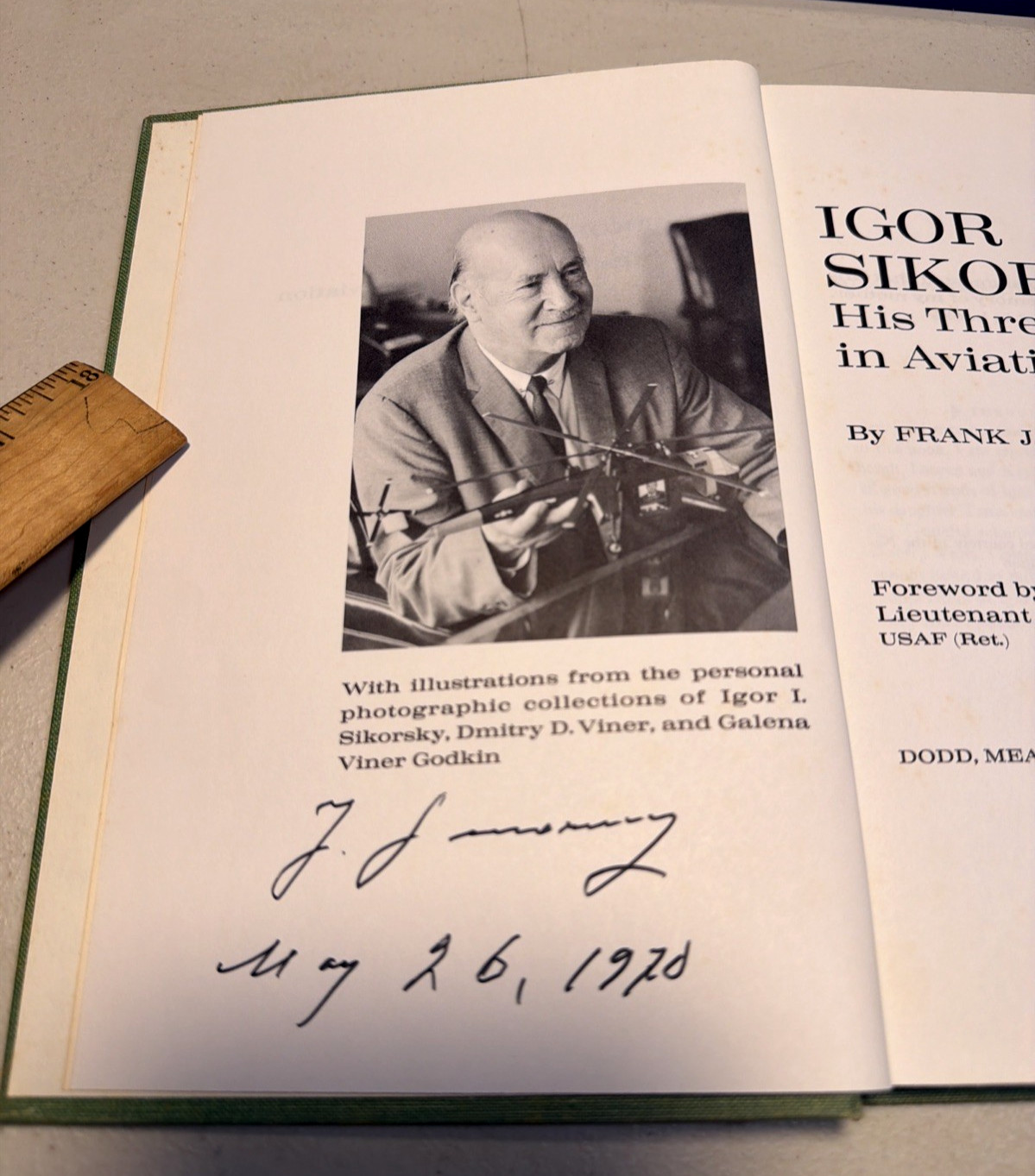 Igor Sikorsky: His Three Careers in Aviation by Delear 1969 1st Signed by IGOR S