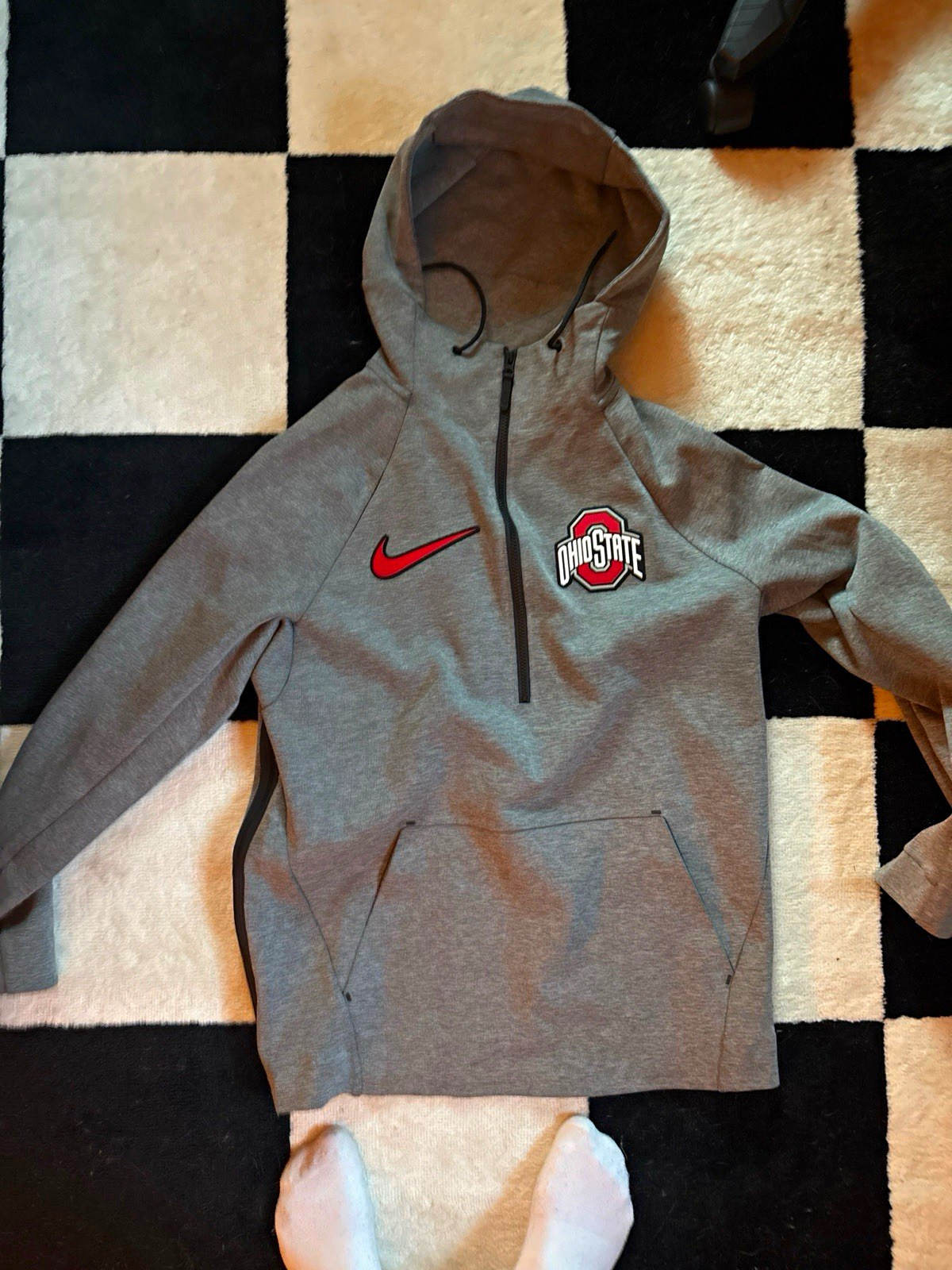Rare Nike Ohio State Buckeyes PK80 Phil Knight Tech Fleece 1/2 Zip Hoodie Gray⁠