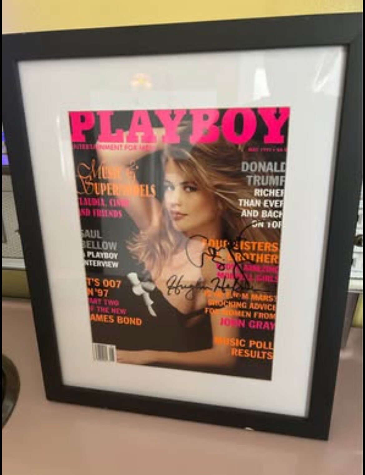 Hugh Hefner 1997 Signed Playboy Magazine Framed