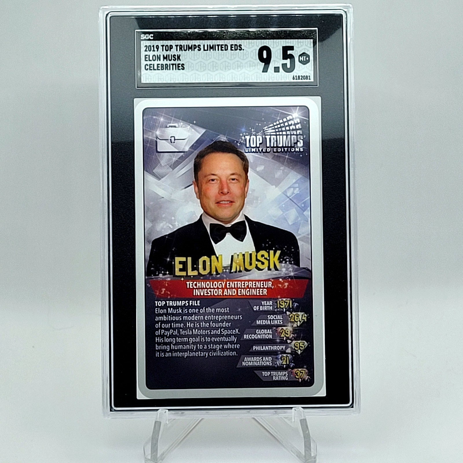2019 Top Trumps Elon Musk ROOKIE Limited Edition Celebrities SGC 9.5 RARE no PSA