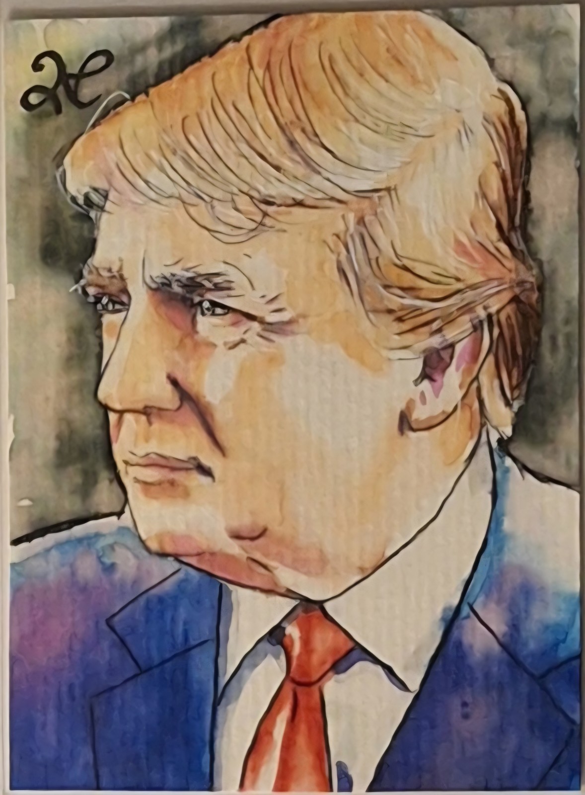 Donald J. Trump 1/1 Original Art Mini Painting ACEO by artist Nemesea