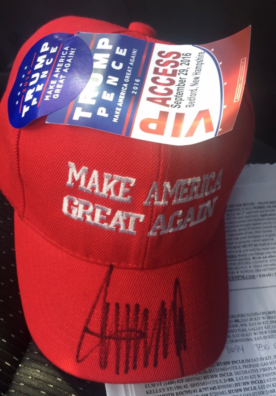 Signed Donald Trump Hat-attended a rally 9/29/2016 had the hat signed personally