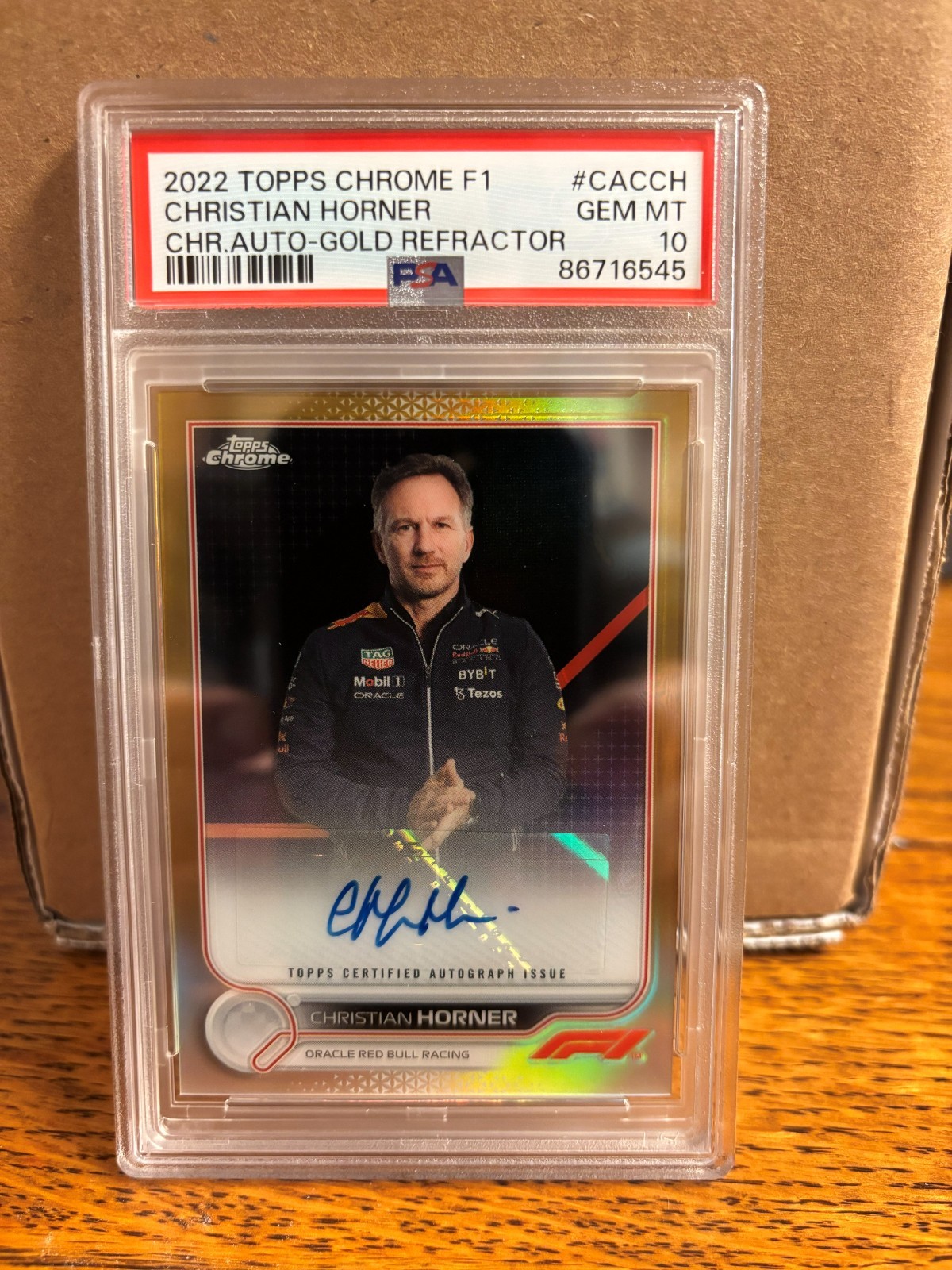 2022 Topps Chrome Formula 1 Christian Horner #CAC-CH Gold 42/50 PSA 10 Auto