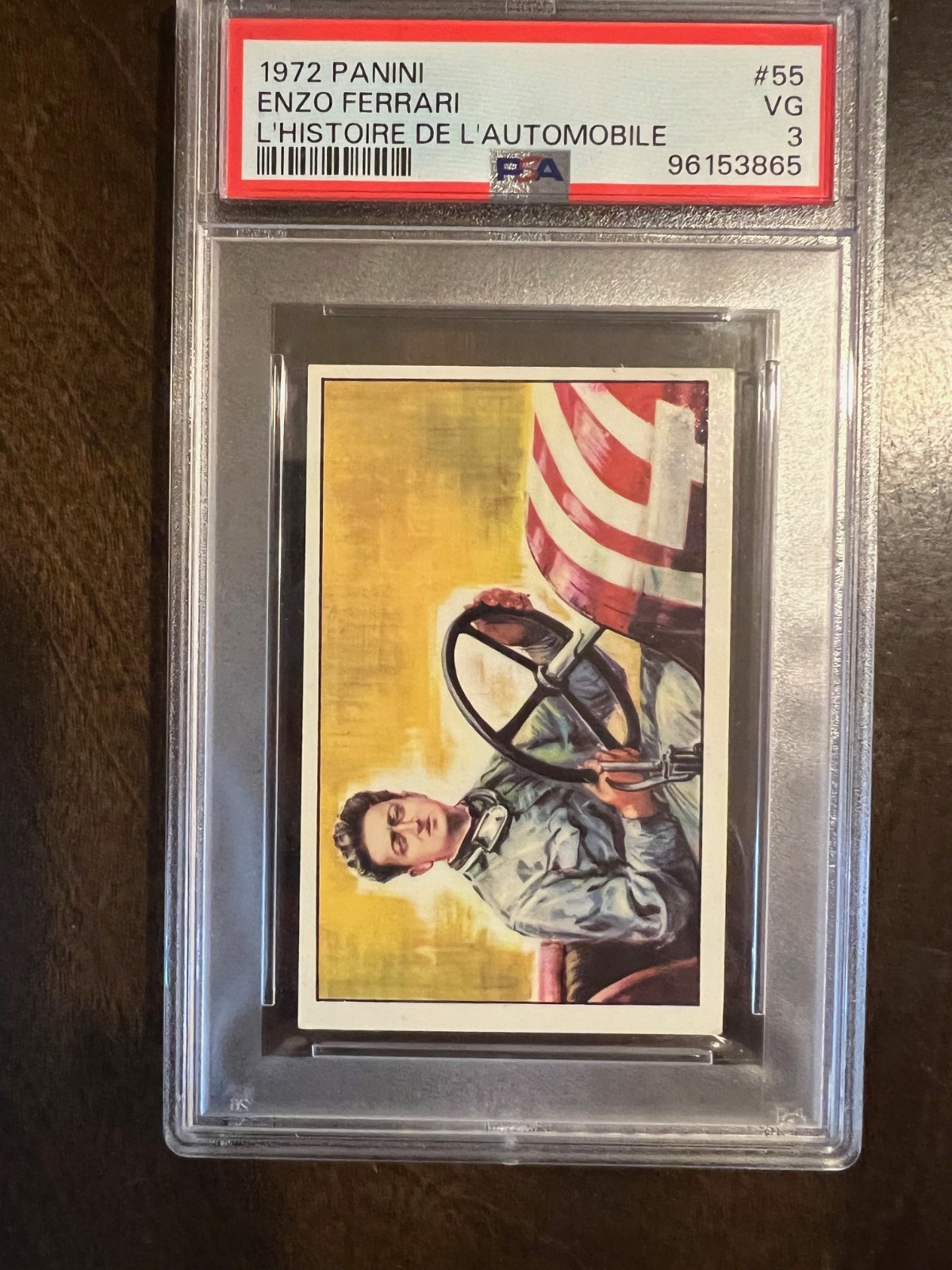 1972 PANINI L’Histoire De L’Automobile Enzo Ferrari #55 PSA 3 Rare!