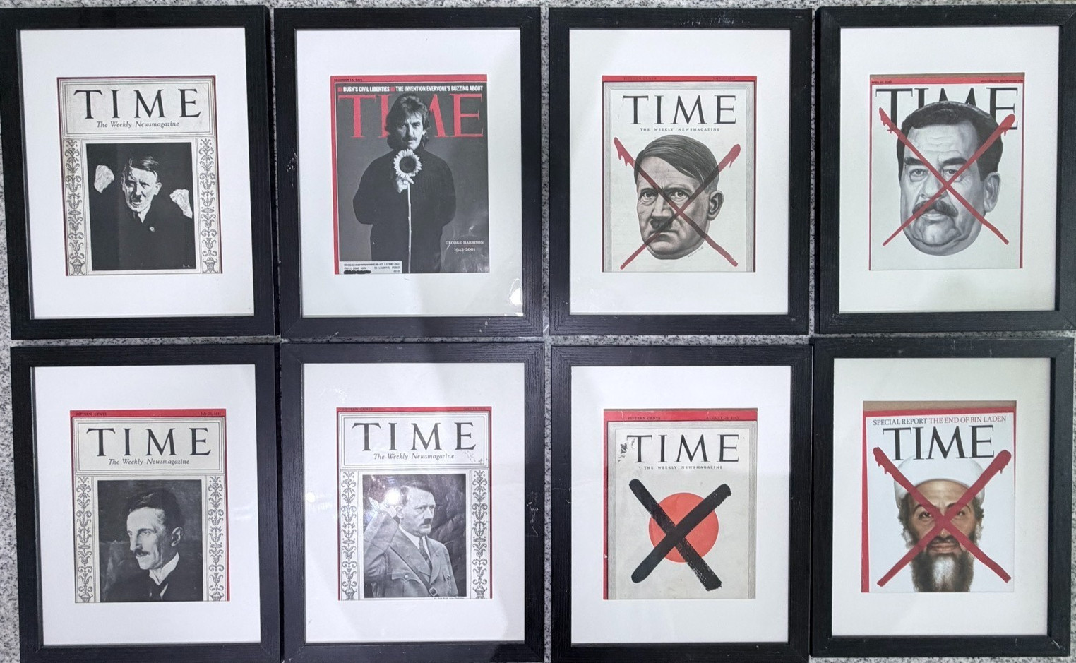 Time Magazine Collection (Framed). Nikola Tesla, Adolf Hitler/WWII, (4) Red X