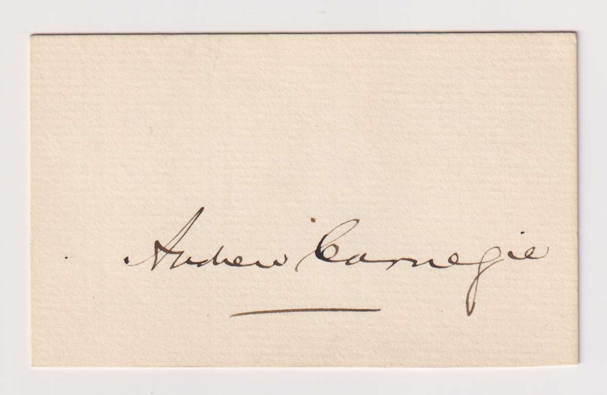E5263: Andrew Carnegie Autographed Card, Frameable