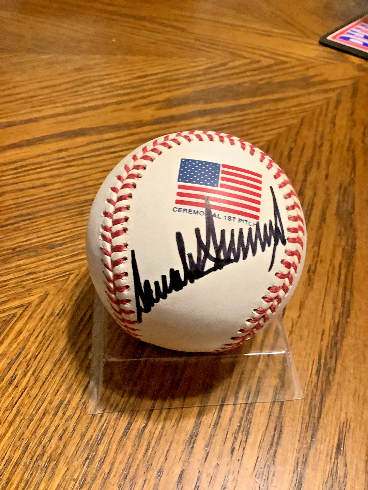 PRESIDENT DONALD TRUMP SINGLE SIGNED 9/11/2001 CEREMONIAL WORLD SERIES BASEBALL