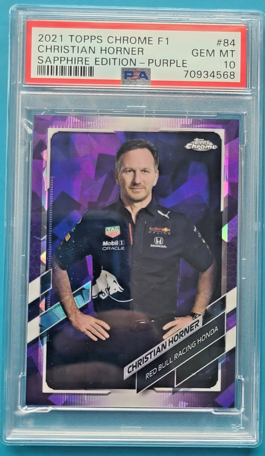 2021 TOPPS CHROME SAPPHIRE F1 CHRISTIAN HORNER PURPLE SSP 08/10 PSA 10