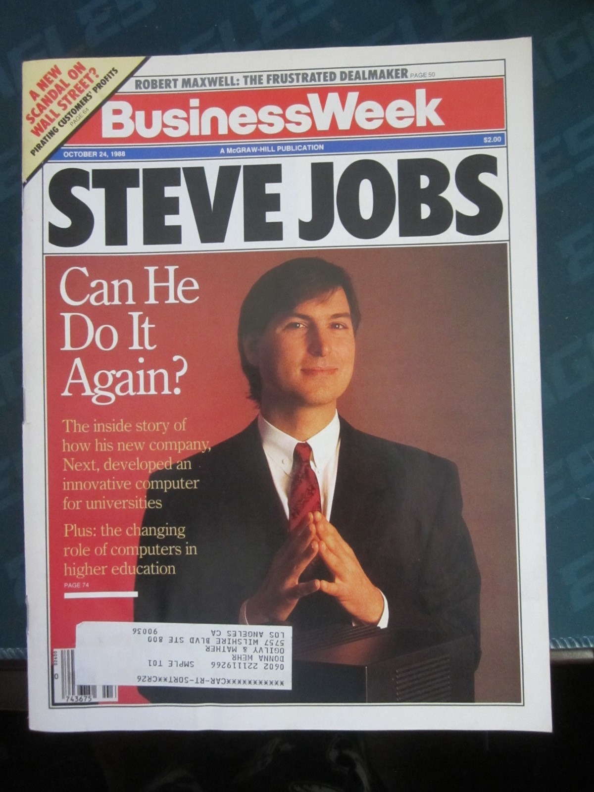 Business Week Magazine October 1988 Steve Jobs Apple Can He Do it Again Next
