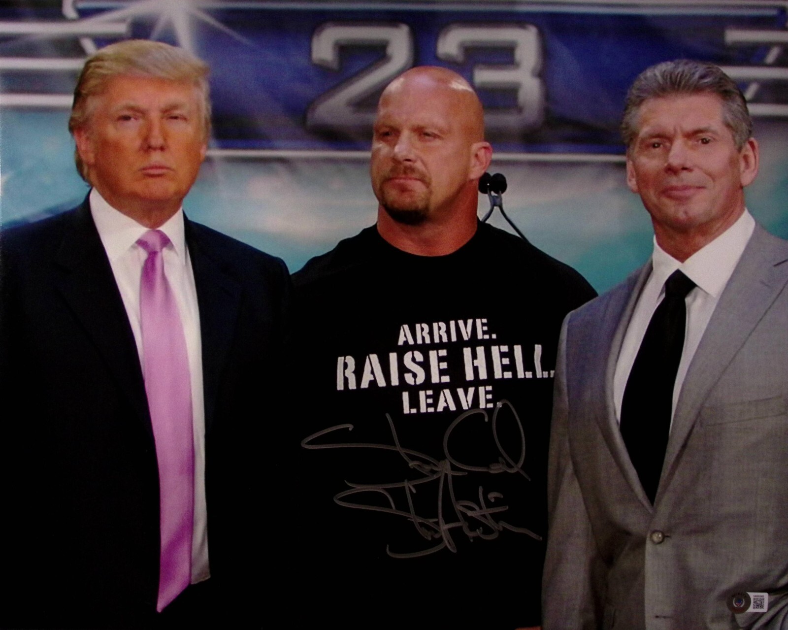 Stone Cold Steve Austin Signed 16x20 Photo BAS COA w/ Vince McMahon Donald Trump