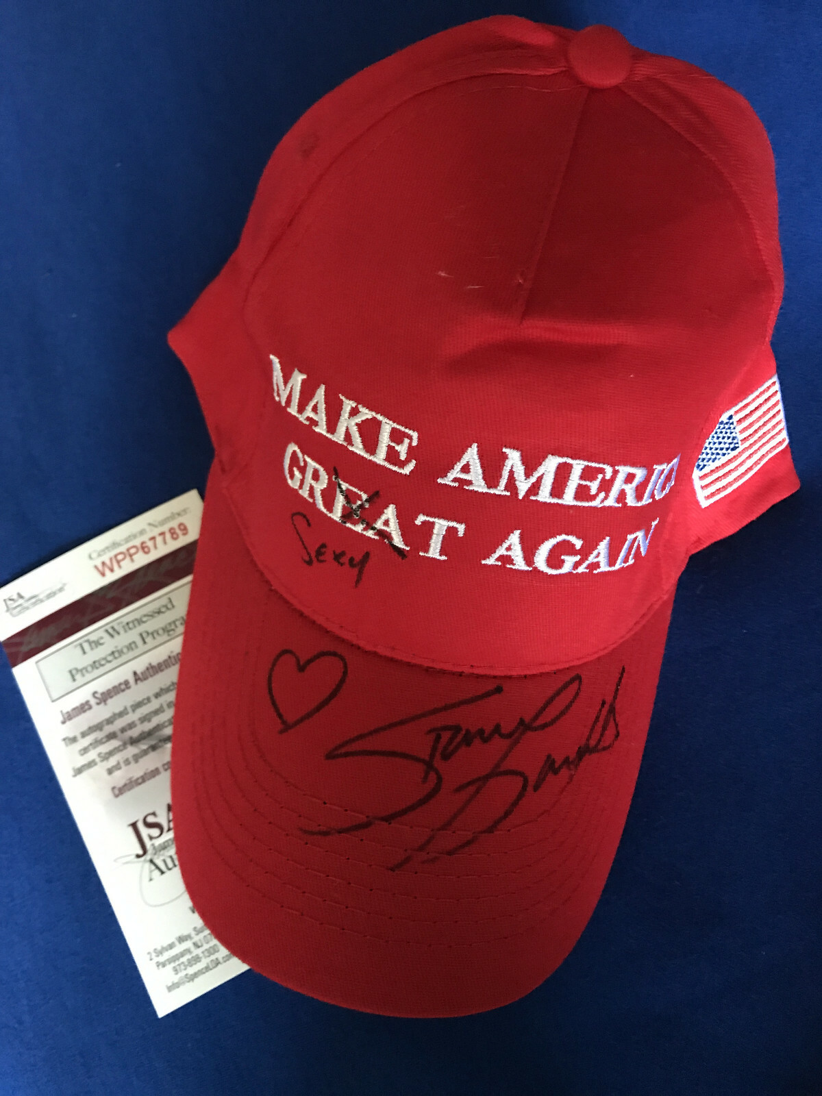 MAGA HAT STORMY DANIELS SIGNED INSCRIBED DONALD TRUMP JSA Certificate