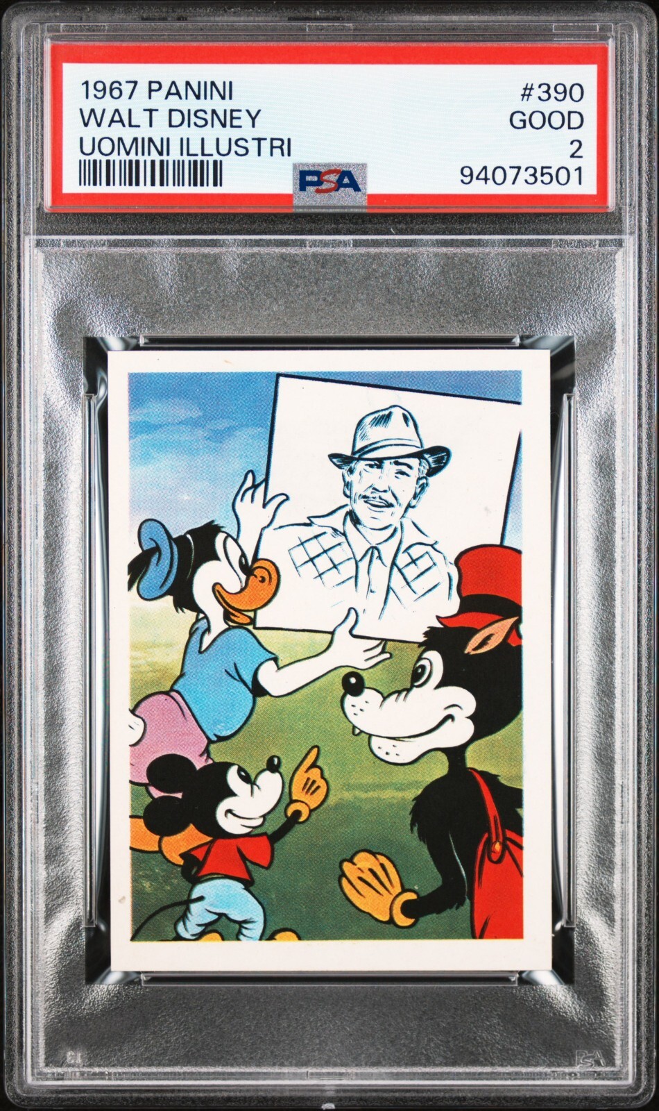 1967 PANINI UOMINI ILLUSTRI#390 WALT DISNEY PSA 2