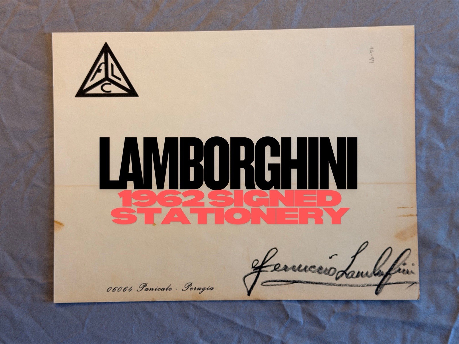 1962 Lamborghini Letterhead Signed by Ferruccio Lamborghini - Pastel Chalk