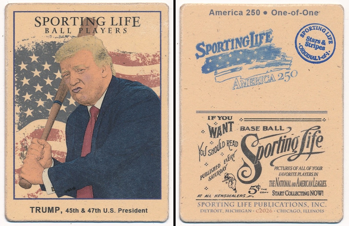 Sporting Life BALL PLAYERS AMERICA250, 1/1 - DONALD TRUMP, 45 & 47 US President