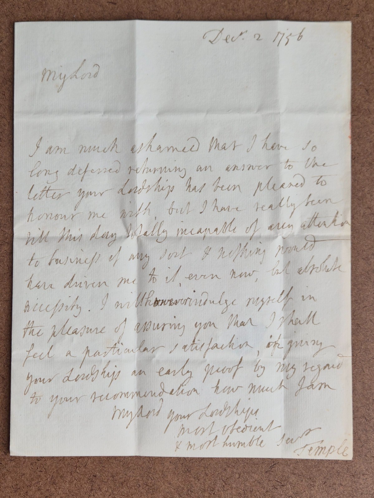1756 Stampless Letter John Templeton- American Revolution - Spy Connection, seal