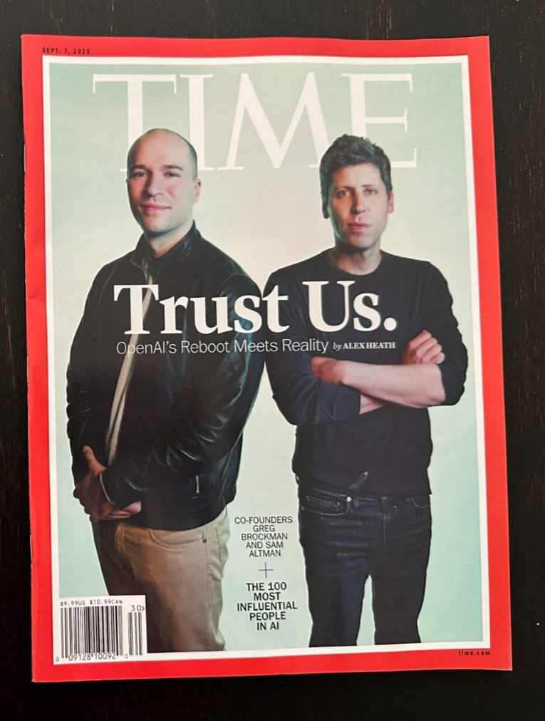 TIME Magazine Sam Altman CEO Greg Brockman  Trust US Open AI Sept 2026