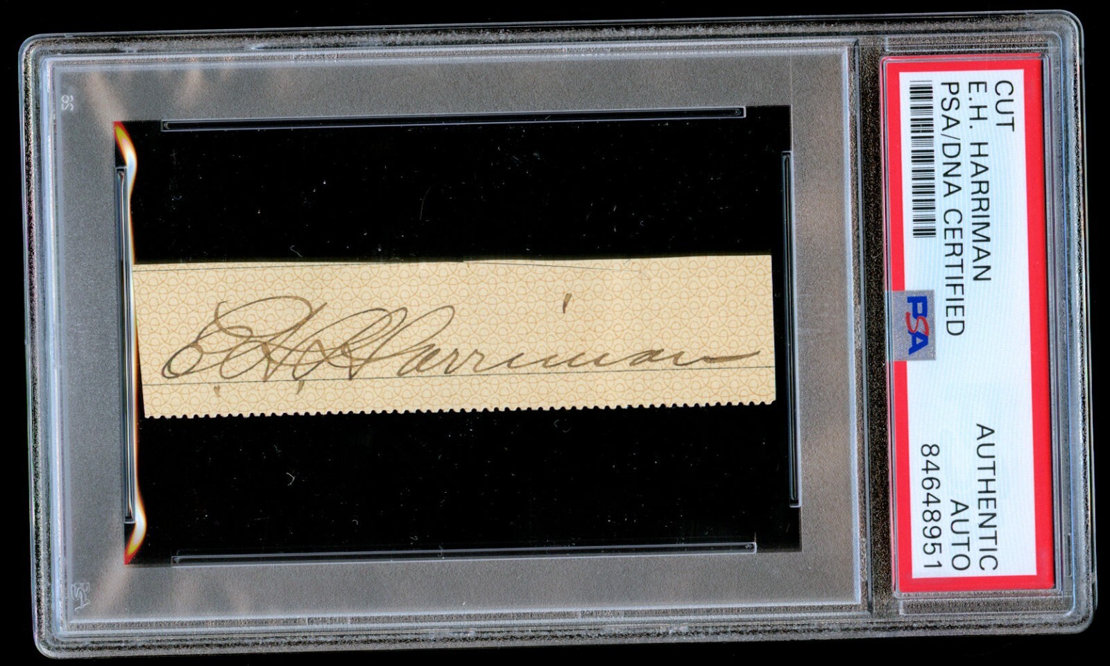 E.H. Harriman d1901 signed autograph auto .5x3 cut Railroad Executive PSA Slab