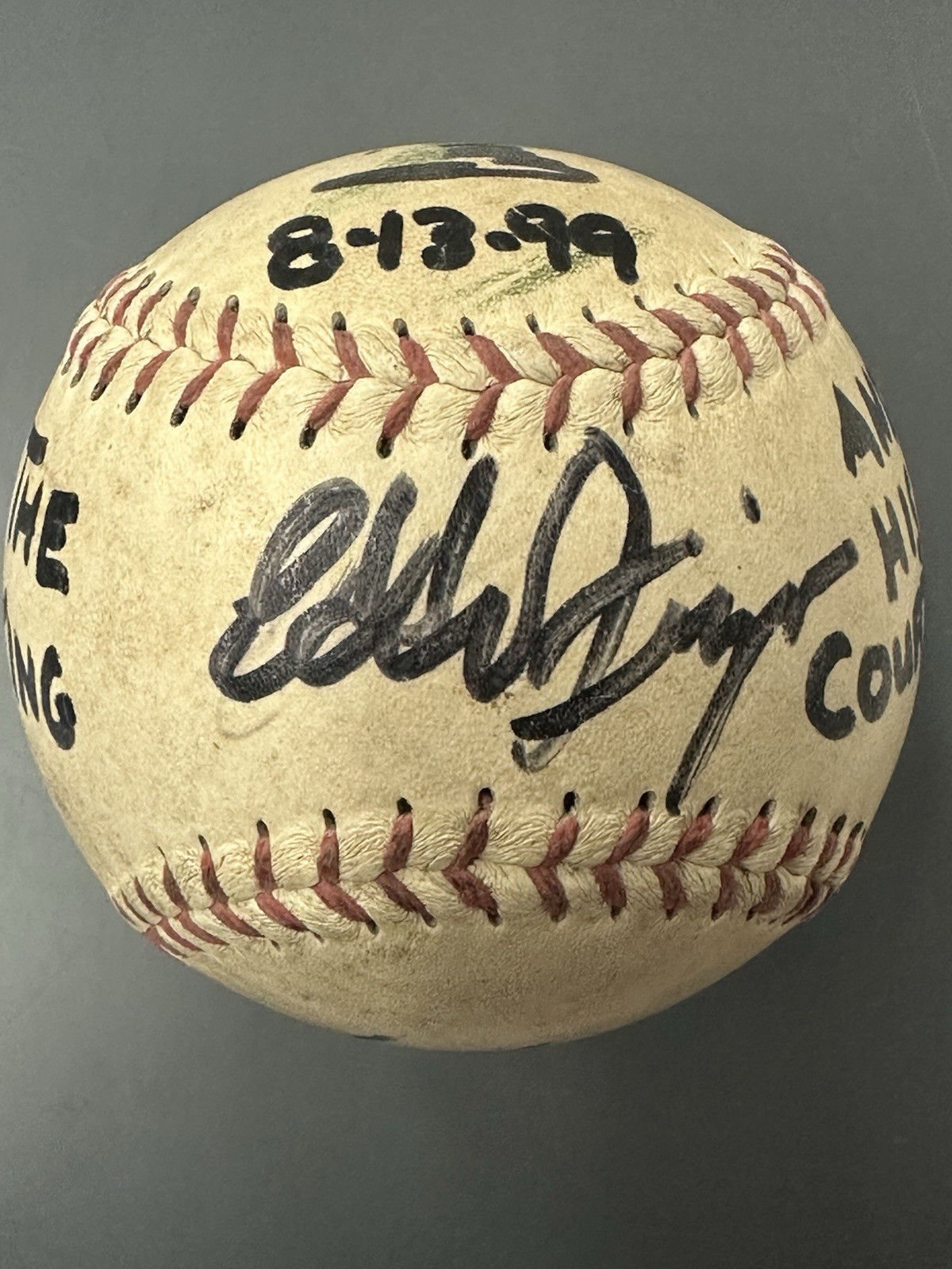 Eddie Feigner King and His Court SIGNED TRUMP Softball w/ Anne Marie ‘The Queen’