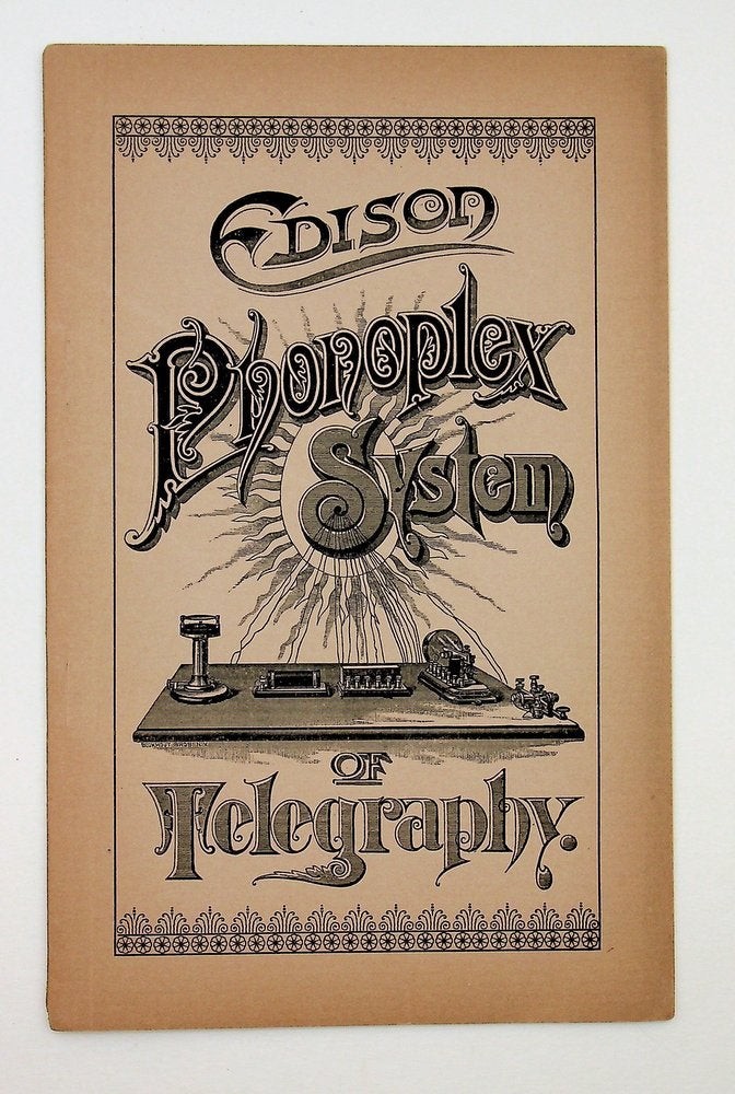 Thomas Edison / Edison Phonoplex System of Telegraphy cover title 1st ed 1892