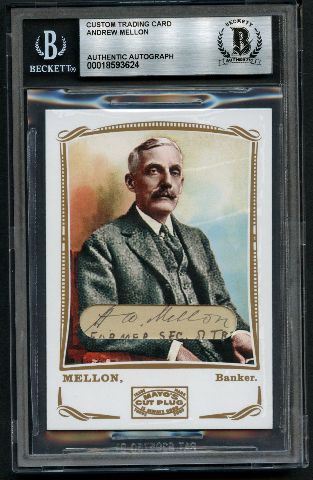 Andrew Mellon signed autograph Secretary of the Treasury Custom Cut BAS Slabbed
