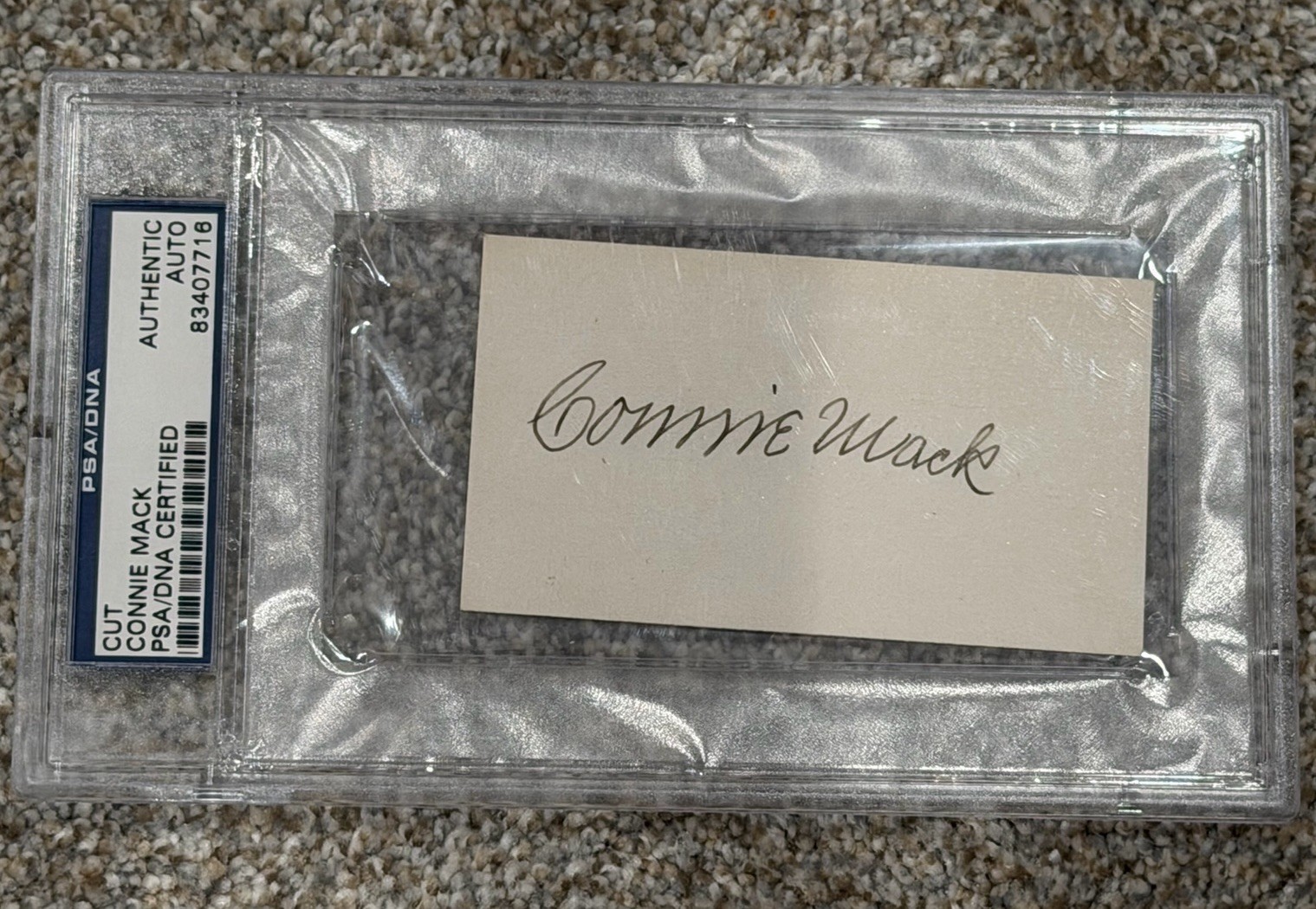 Connie Mack Signed Autographed Index Card PSA/DNA Slabbed