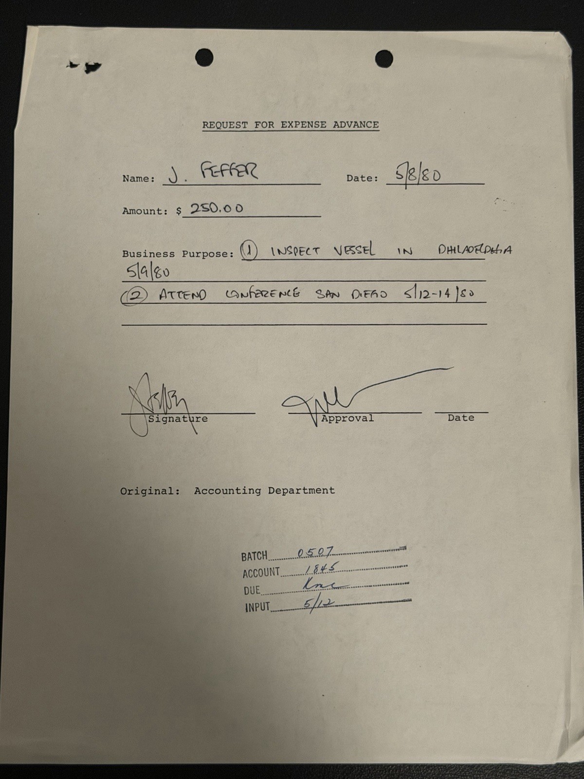 John Delorean Signed Original Document Automobile Rare 1980