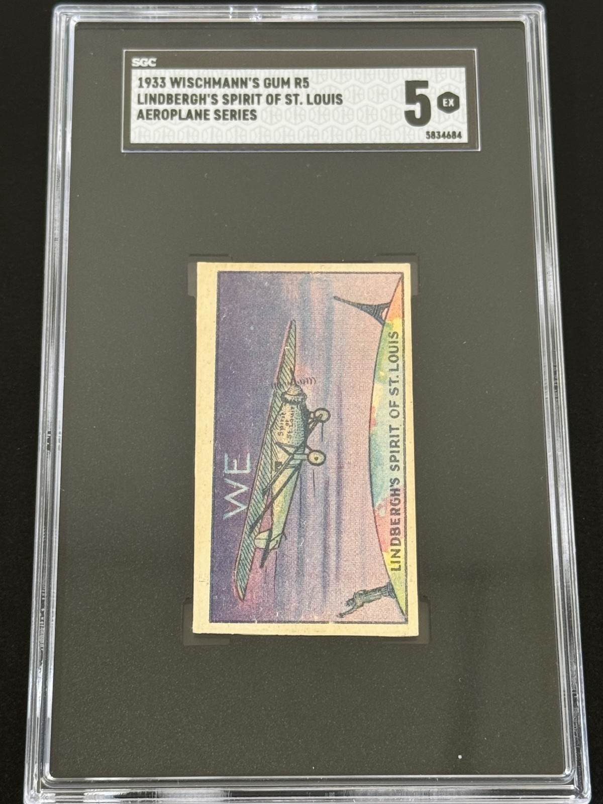 1933 Wischmann's Gum Aeroplane Charles Lindbergh's Spirit of St. Louis SGC EX 5