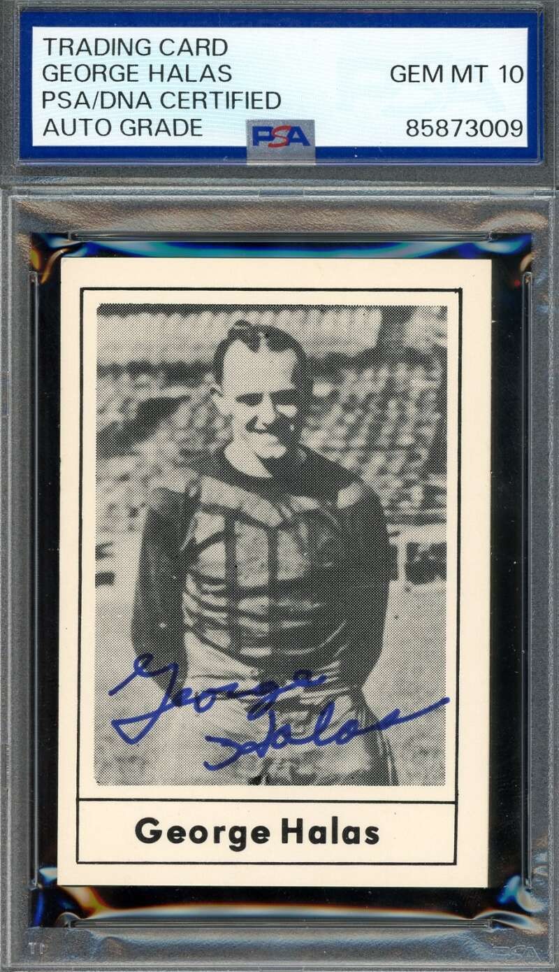 George Halas Gem Mint 10 PSA DNA Signed 1977 Touchdown Club Autograph Bears